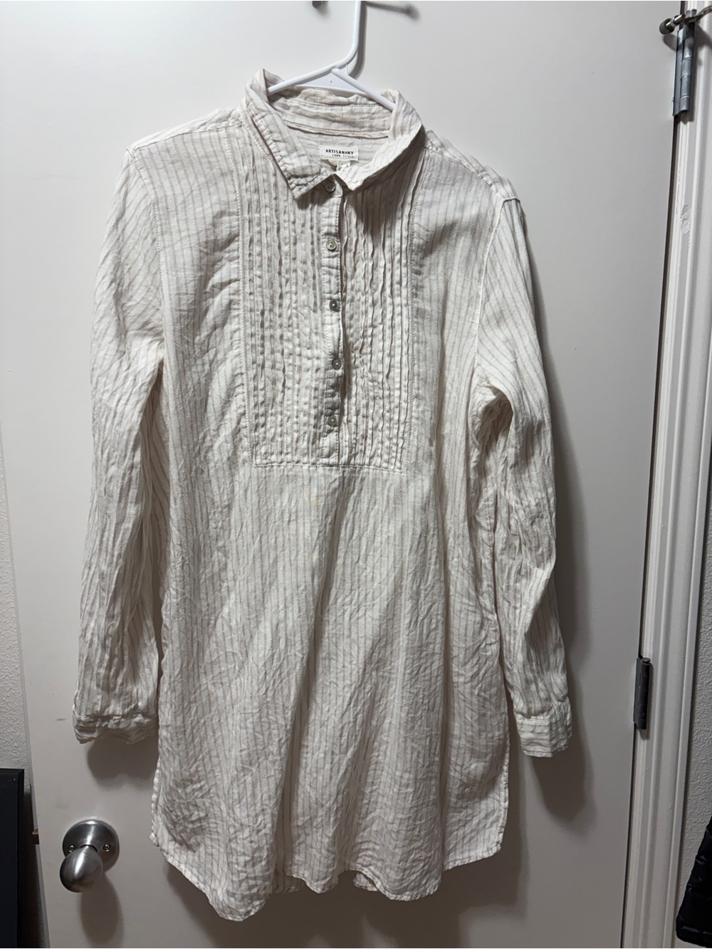 Artisan Ny Men's Cream Textured Button-Front Tunic Shirt
